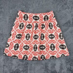 Vineyard Vines Skirt Womens 2 Coral Pink A Line Mini Silk Cotton Print Lined